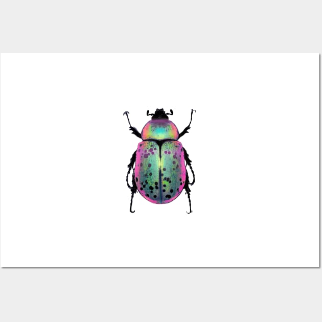 Pink and Green Beetle Wall Art by dinaaaaaah